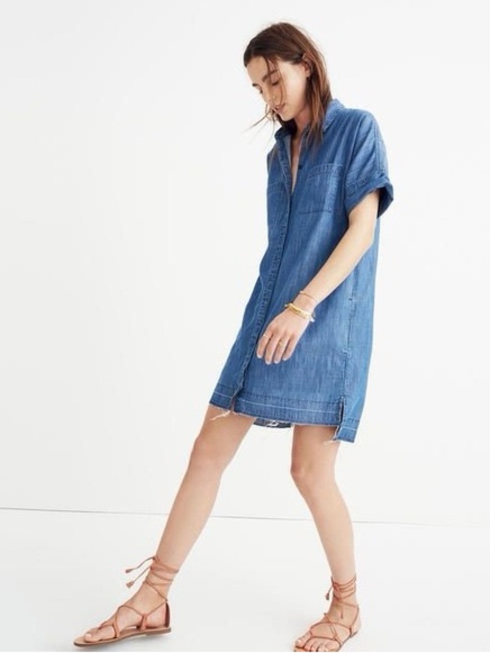 Madewell Denim Drop-hem Button up Shirt Dress